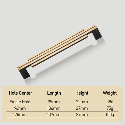 Comforsyco Ribbed Brass Cabinet Handles and Matching Knobs