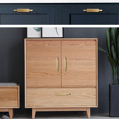 Comforsyco Ribbed Brass Cabinet Handles and Matching Knobs
