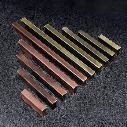 Ribbed retro recessed cabinet pull, shown clearly as a color and finish lineup with key hardware details visible