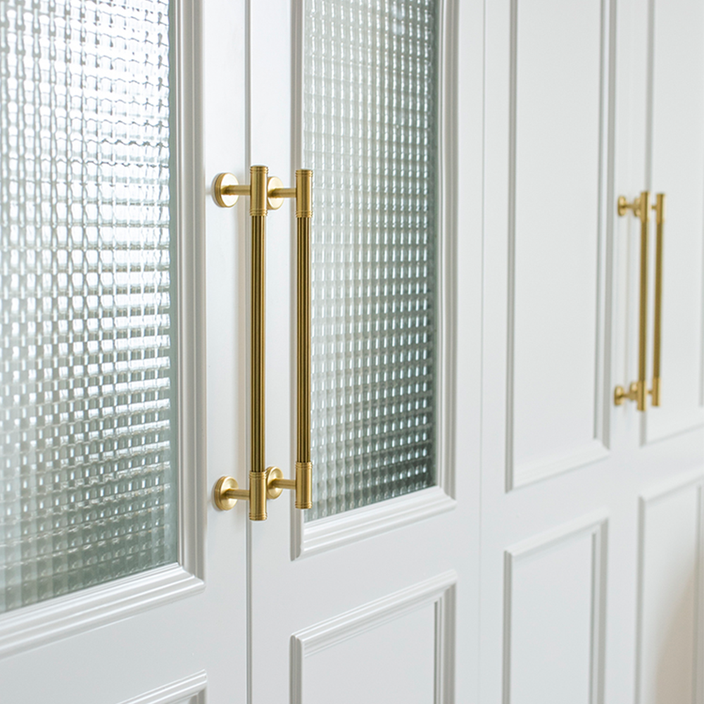 Comforsyco Ribbed Solid Brass Cabinet Pulls and Knobs