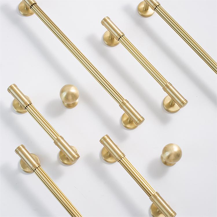 Comforsyco Ribbed Solid Brass Cabinet Pulls and Knobs