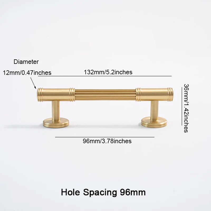 Comforsyco Ribbed Solid Brass Cabinet Pulls and Knobs
