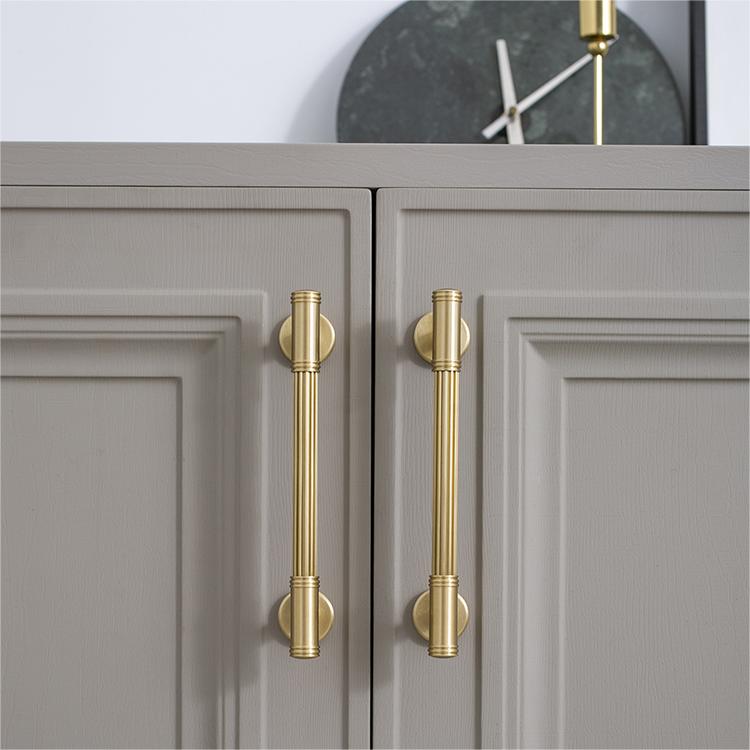 Comforsyco Ribbed Solid Brass Cabinet Pulls and Knobs