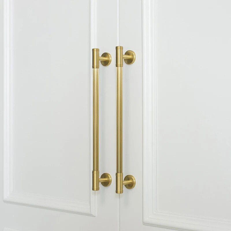 Comforsyco Ribbed Solid Brass Cabinet Pulls and Knobs
