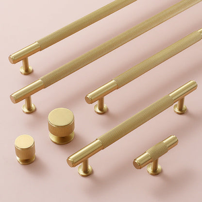 Comforsyco Ribbed Solid Brass Cabinet Pulls and Matching Knobs