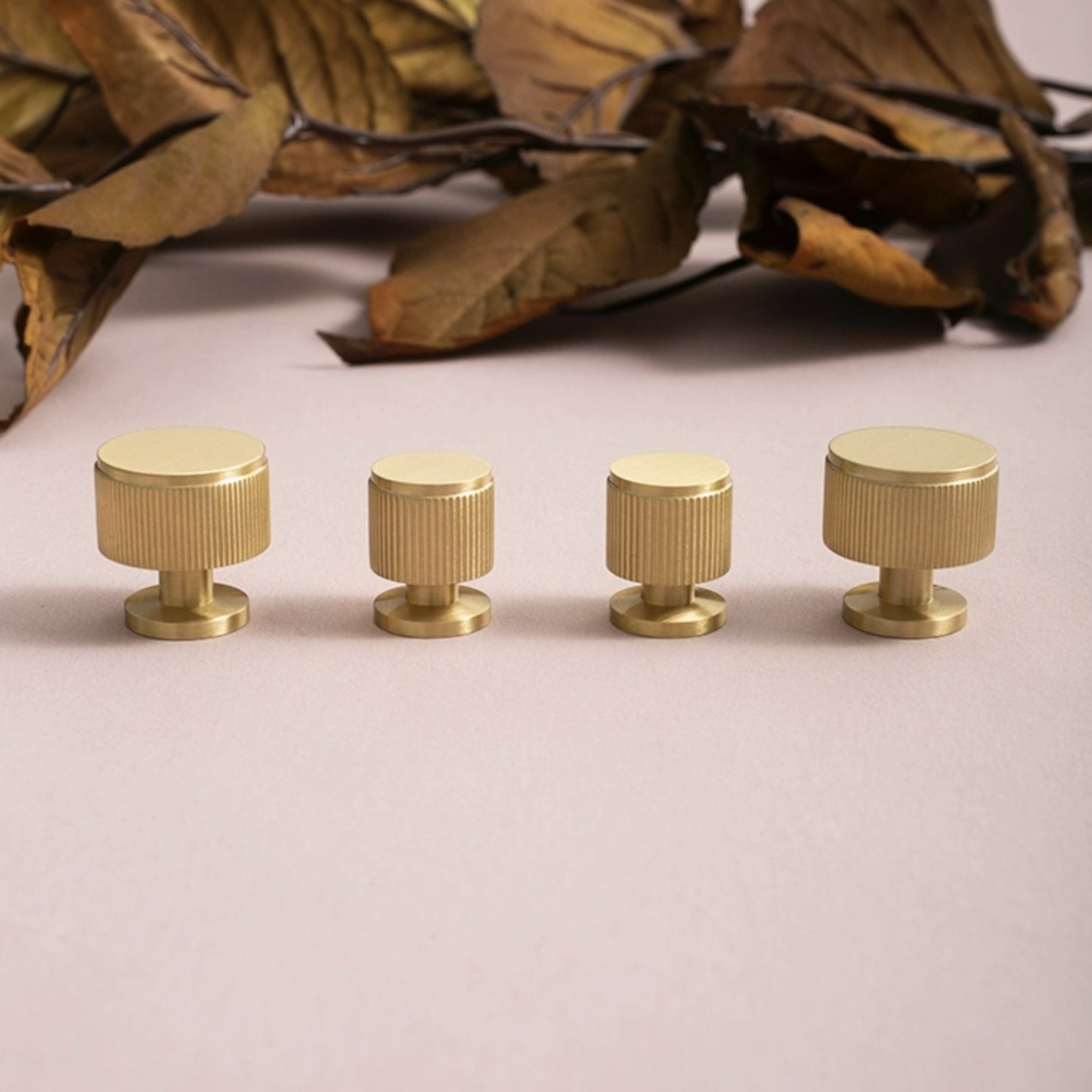 Comforsyco Ribbed Solid Brass Cabinet Pulls and Matching Knobs