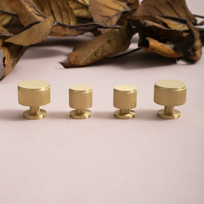 Comforsyco Ribbed Solid Brass Cabinet Pulls and Matching Knobs