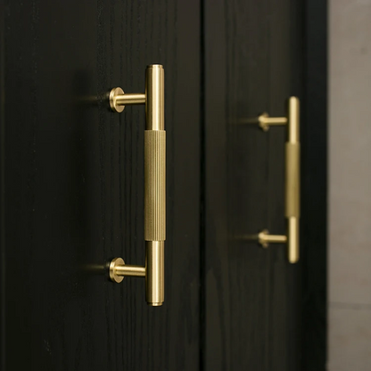 Comforsyco Ribbed Solid Brass Cabinet Pulls and Matching Knobs