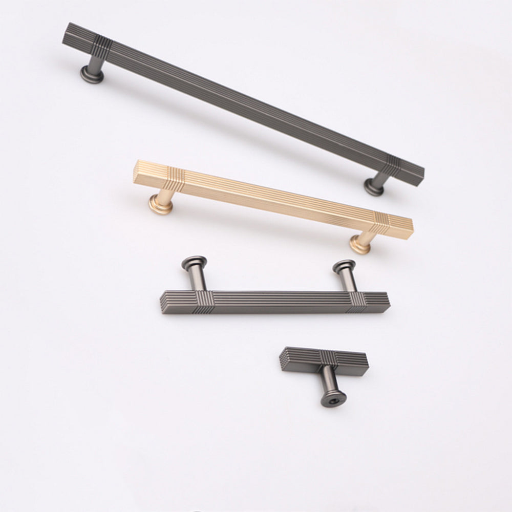Comforsyco Ribbed Square Bar Cabinet Pulls and Drawer Handles