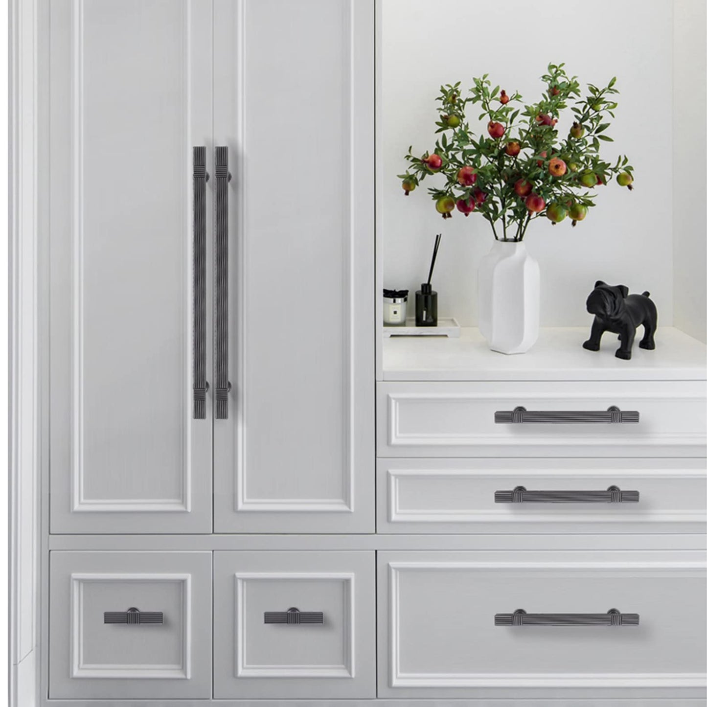 Comforsyco Ribbed Square Bar Cabinet Pulls and Drawer Handles