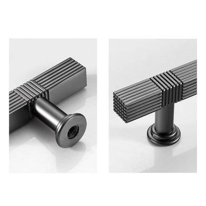 Comforsyco Ribbed Square Bar Cabinet Pulls and Drawer Handles