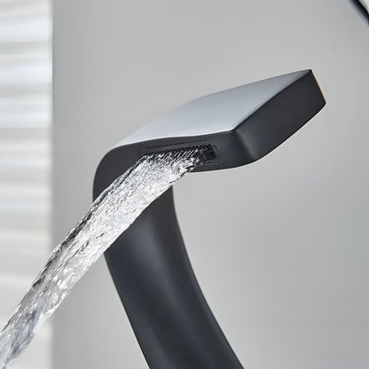 Rivora Modern Waterfall Basin Bathroom Sink Faucet, Single Handle Single Hole