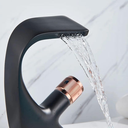 Rivora Modern Waterfall Basin Bathroom Sink Faucet, Single Handle Single Hole