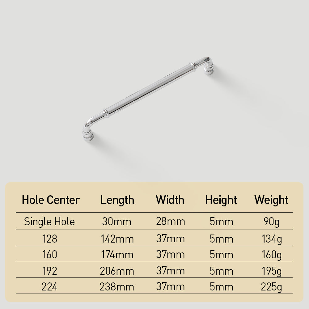 Comforsyco Round Bar Brass Cabinet Handles and Knobs for Wardrobes