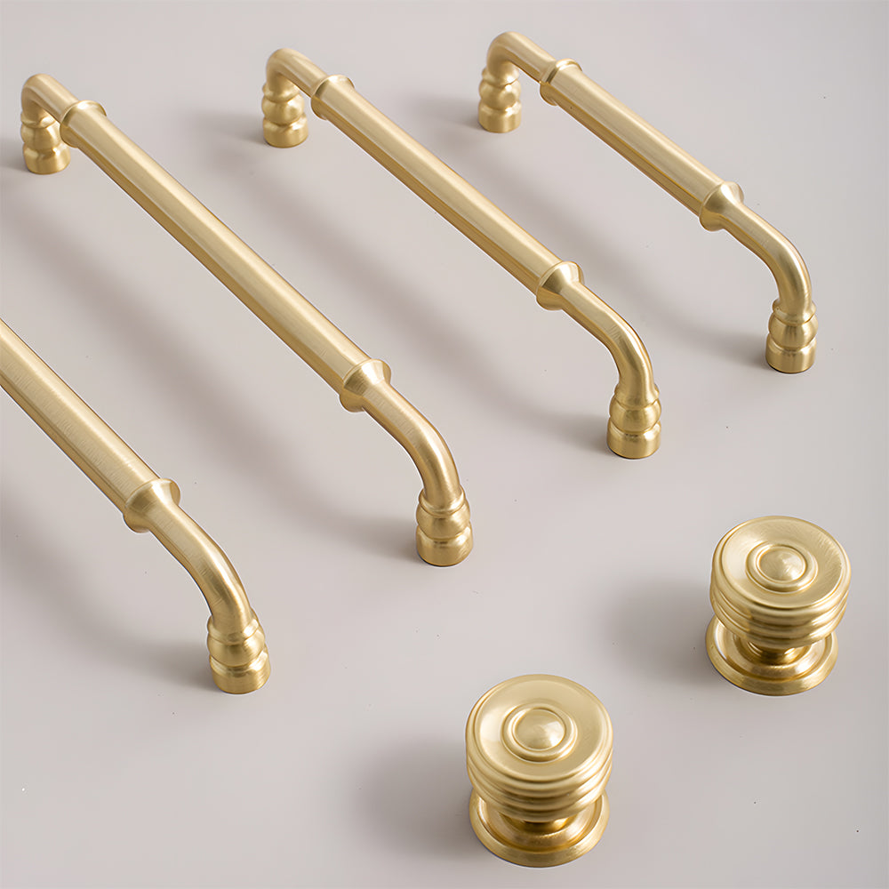 Comforsyco Round Bar Brass Cabinet Handles and Knobs for Wardrobes