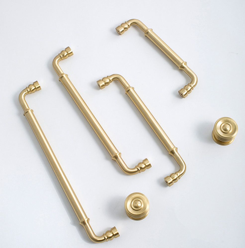 Comforsyco Round Bar Brass Cabinet Handles and Knobs for Wardrobes