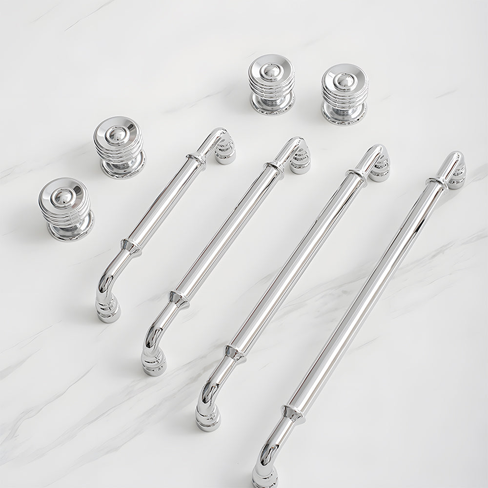 Comforsyco Round Bar Brass Cabinet Handles and Knobs for Wardrobes
