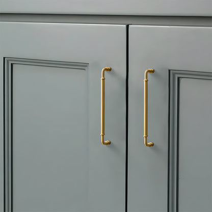 Comforsyco Round Bar Brass Cabinet Handles and Knobs for Wardrobes