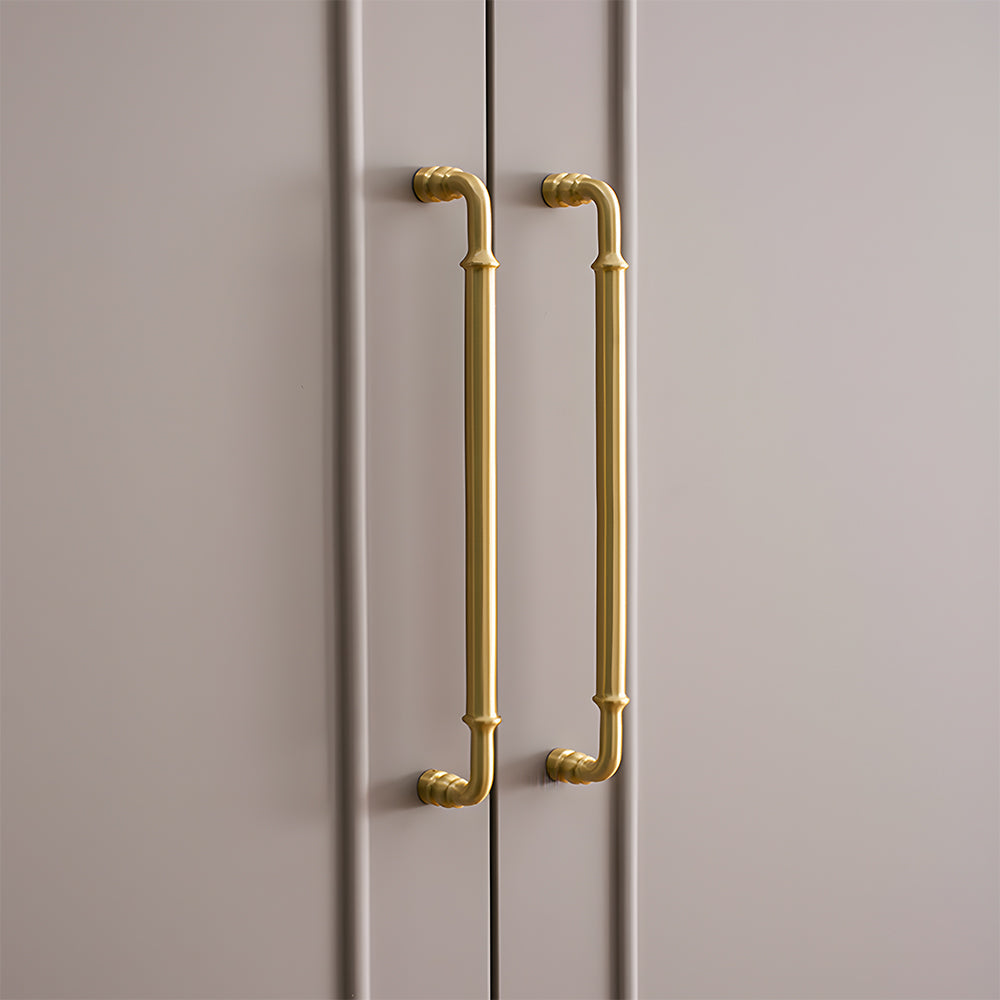 Comforsyco Round Bar Brass Cabinet Handles and Knobs for Wardrobes