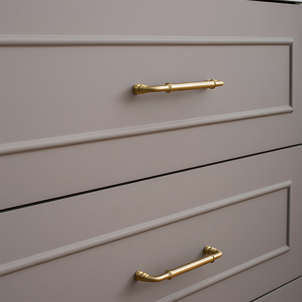 Comforsyco Round Bar Brass Cabinet Handles and Knobs for Wardrobes