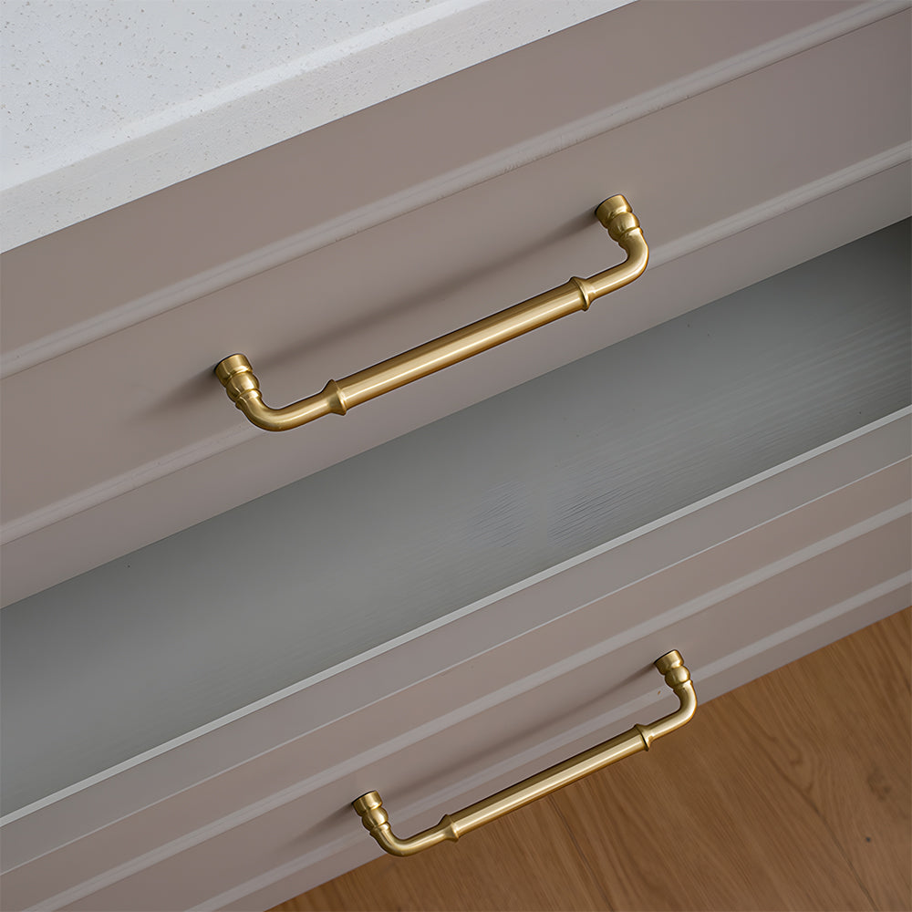 Comforsyco Round Bar Brass Cabinet Handles and Knobs for Wardrobes