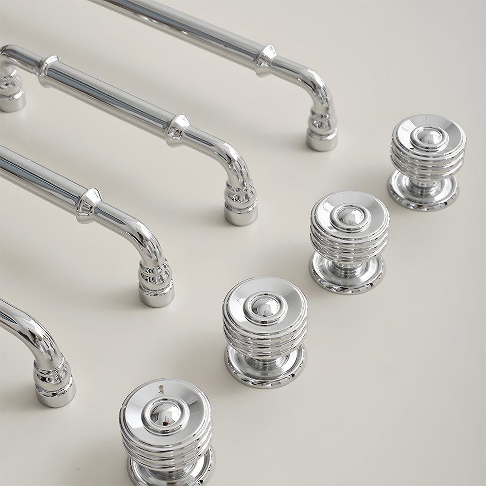 Comforsyco Round Bar Brass Cabinet Handles and Knobs for Wardrobes