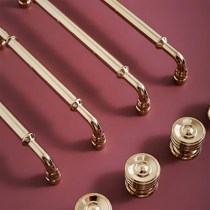 Comforsyco Round Bar Brass Cabinet Handles and Knobs for Wardrobes