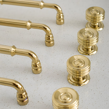 Comforsyco Round Bar Brass Cabinet Handles and Knobs for Wardrobes
