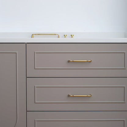 Comforsyco Round Bar Brass Cabinet Handles and Knobs for Wardrobes