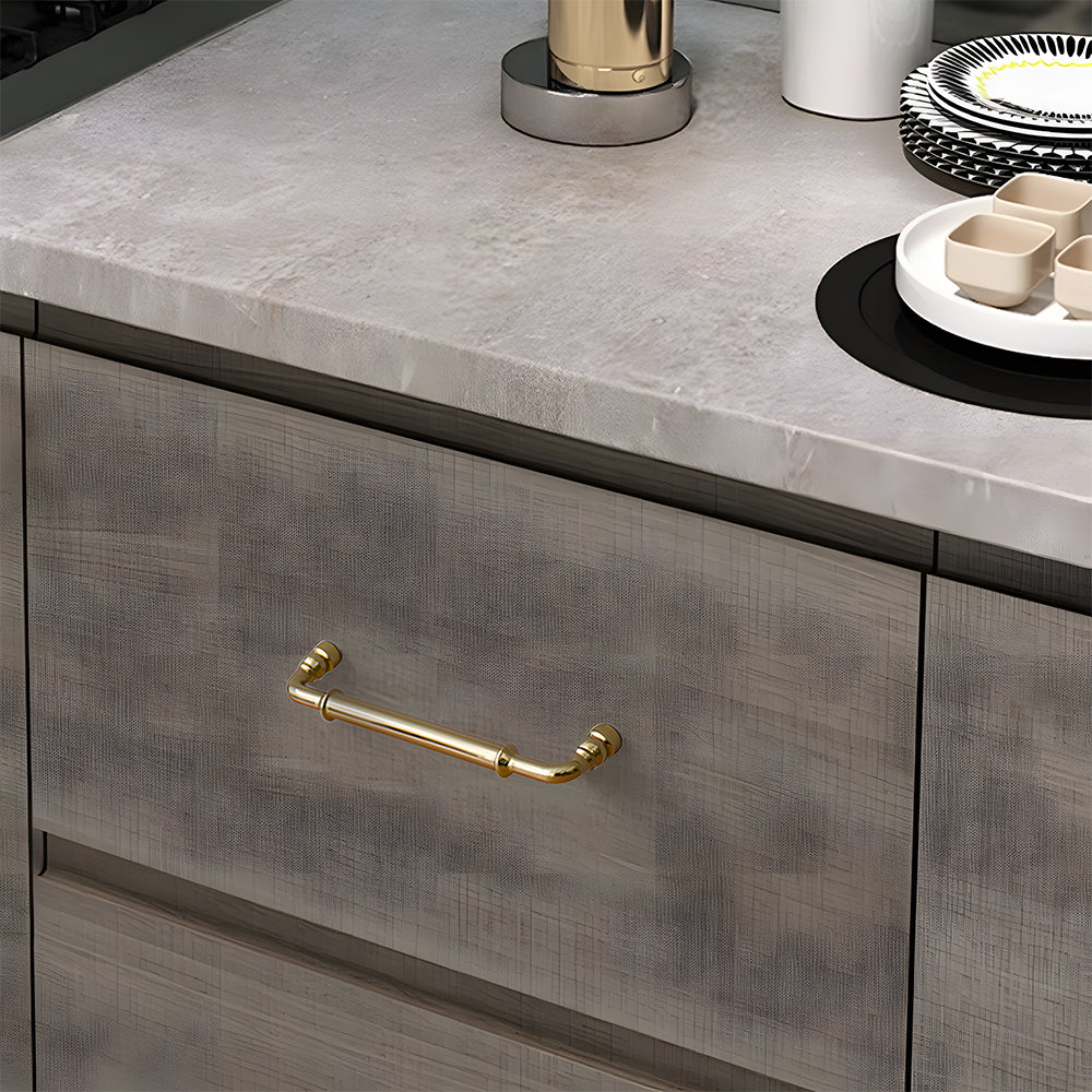 Comforsyco Round Bar Brass Cabinet Handles and Knobs for Wardrobes