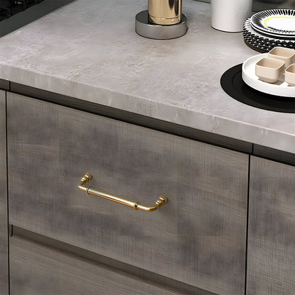 Comforsyco Round Bar Brass Cabinet Handles and Knobs for Wardrobes