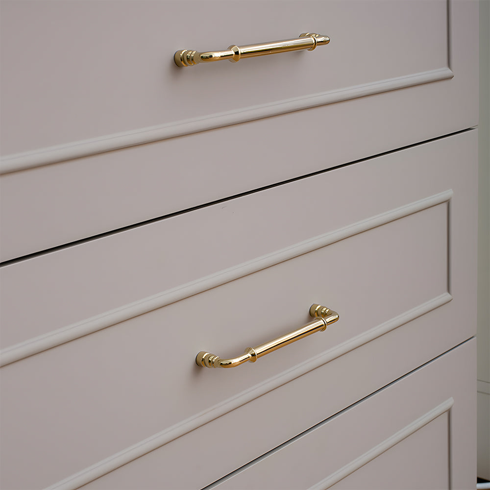 Comforsyco Round Bar Brass Cabinet Handles and Knobs for Wardrobes