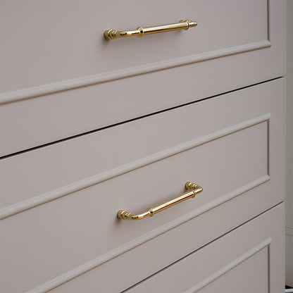 Comforsyco Round Bar Brass Cabinet Handles and Knobs for Wardrobes