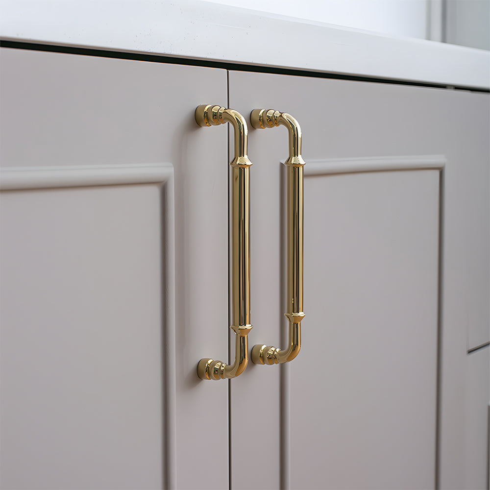 Comforsyco Round Bar Brass Cabinet Handles and Knobs for Wardrobes