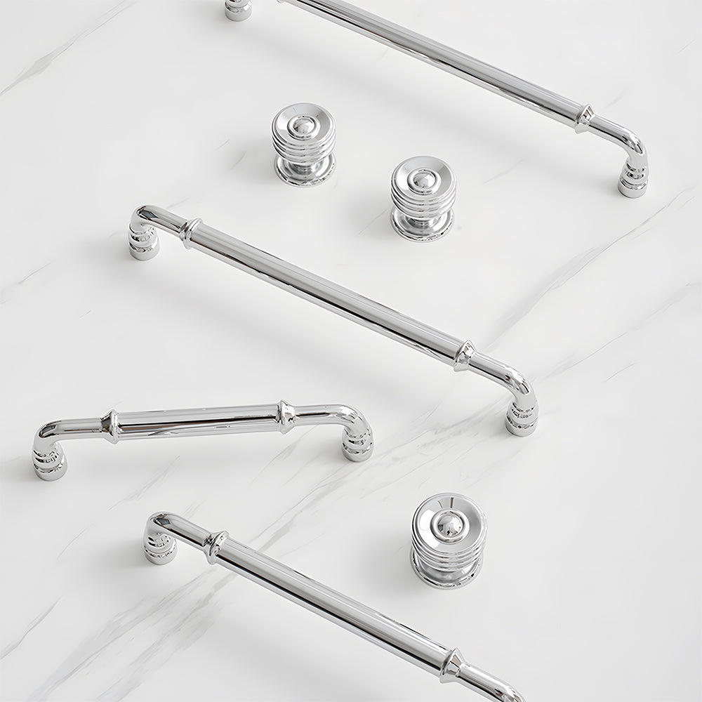Comforsyco Round Bar Brass Cabinet Handles and Knobs for Wardrobes