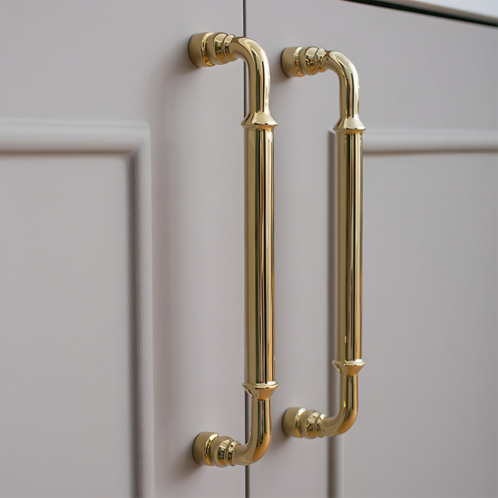 Comforsyco Round Bar Brass Cabinet Handles and Knobs for Wardrobes