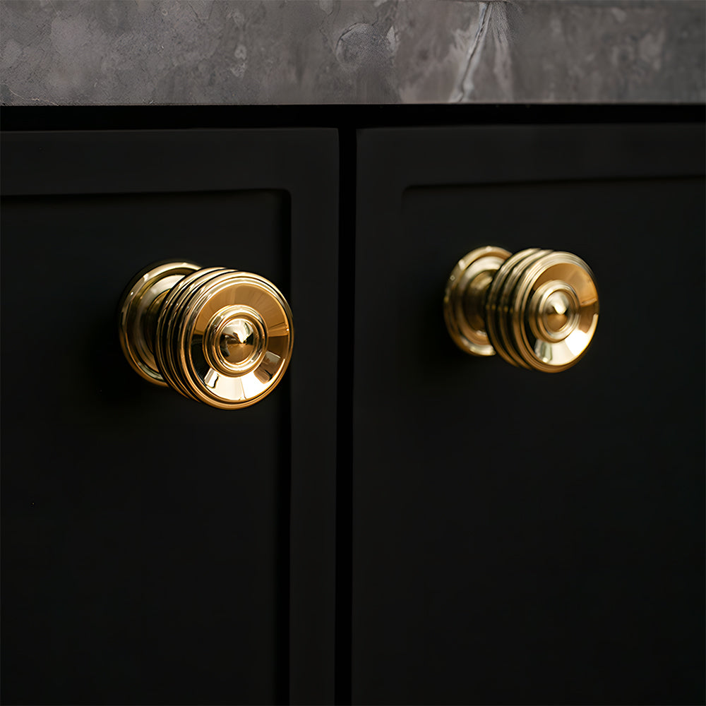Comforsyco Round Bar Brass Cabinet Handles and Knobs for Wardrobes