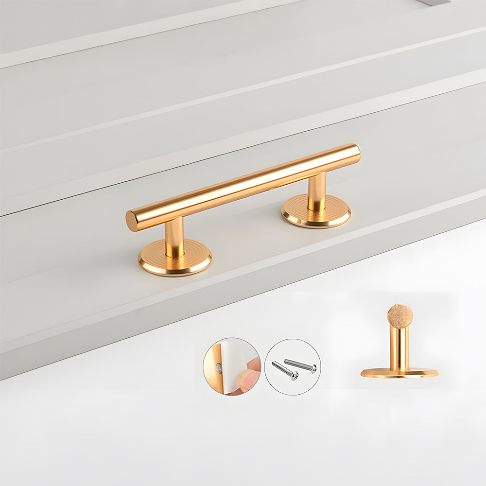 Comforsyco Round Bar Cabinet Pulls and Drawer Handles with Round Bases