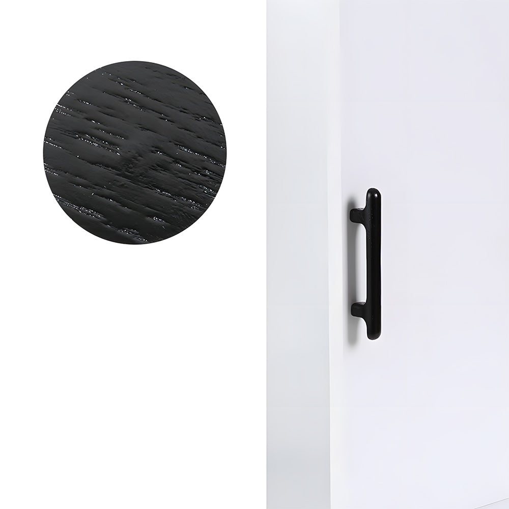 Rounded wood cabinet pull in black with 96 mm centers, shown alone in a clean front view on a pale background