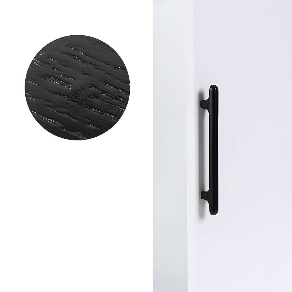 Rounded wood cabinet pull in black with 160 mm centers, shown as a single product on a white background