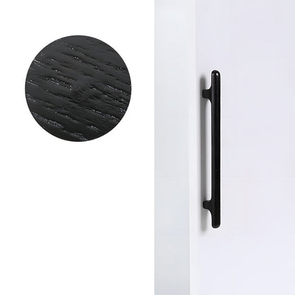 Rounded wood cabinet pull in black with 192 mm centers, shown in a close angled view with its profile visible