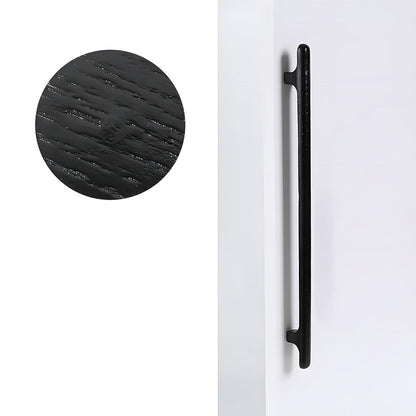 Rounded wood cabinet pull in black with 320 mm centers, shown horizontally on a simple light surface