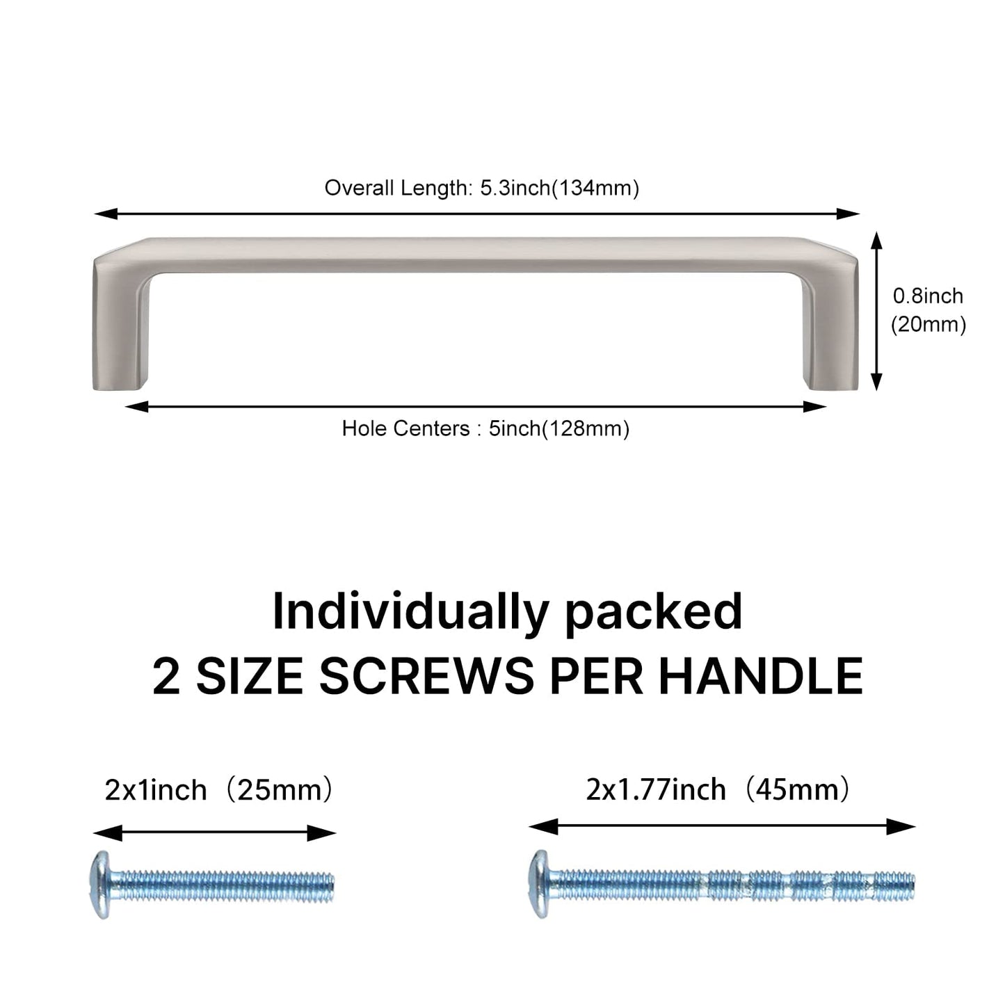Comforsyco Silver Beveled Square Bar Cabinet Pulls and Drawer Handles