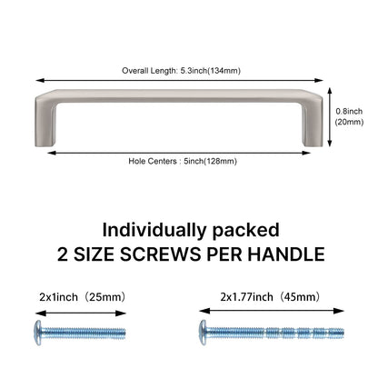 Comforsyco Silver Beveled Square Bar Cabinet Pulls and Drawer Handles