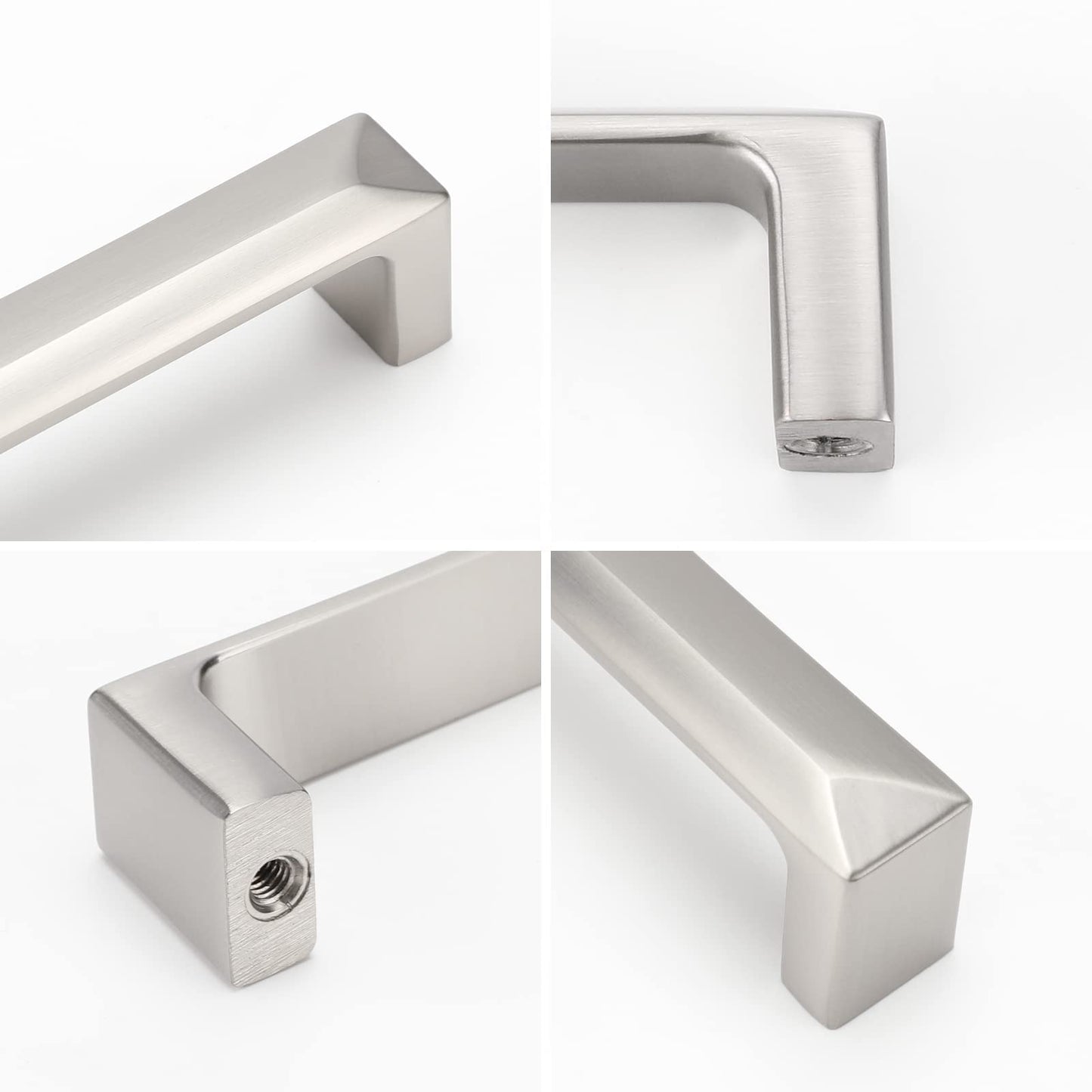 Comforsyco Silver Beveled Square Bar Cabinet Pulls and Drawer Handles