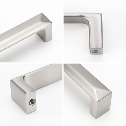 Comforsyco Silver Beveled Square Bar Cabinet Pulls and Drawer Handles