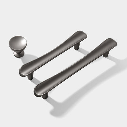 Comforsyco Smooth Curved Cabinet Handles and Round Knobs for Wardrobes