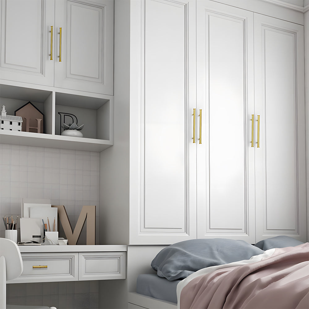 Comforsyco Smooth Gold Brass Cabinet Handles and Drawer Pulls