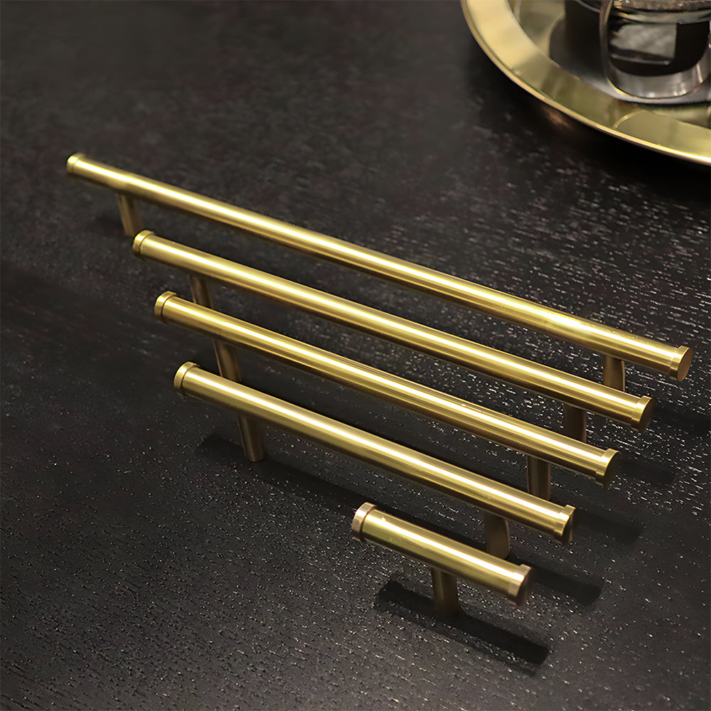 Comforsyco Smooth Gold Brass Cabinet Handles and Drawer Pulls