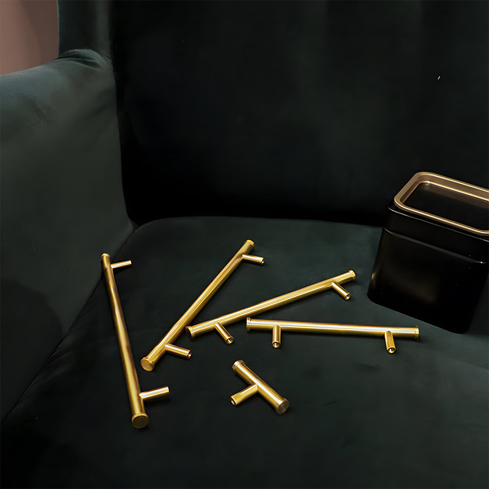 Comforsyco Smooth Gold Brass Cabinet Handles and Drawer Pulls